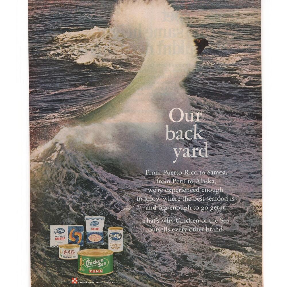 Chicken of the Sea Magazine Advertisement 1969 Vintage Seafood Ocean Tuna Shrimp